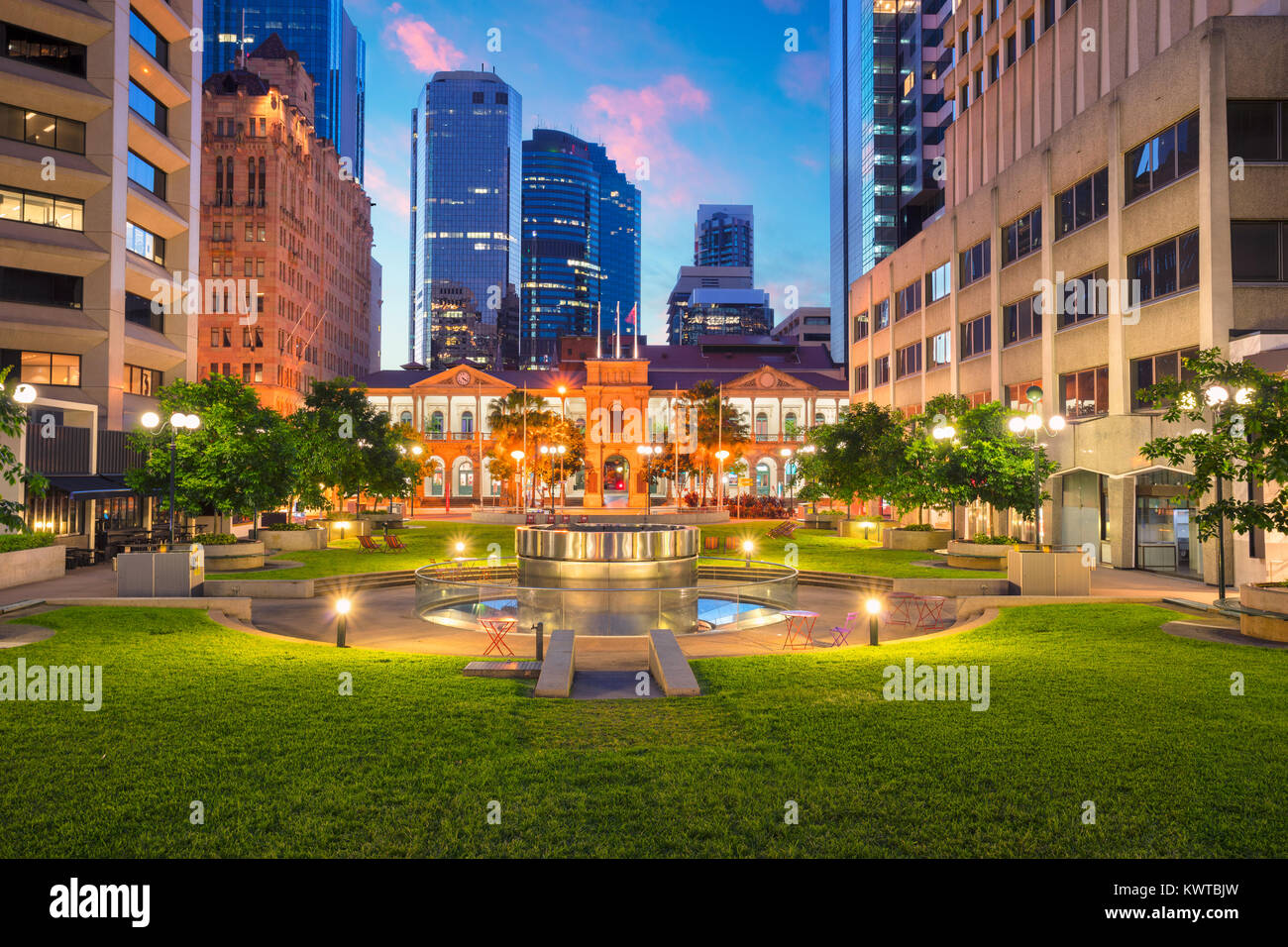 Brisbane. Cityscape immagine della Civic Square nel centro cittadino di Brisbane, Australia durante il sunrise. Foto Stock