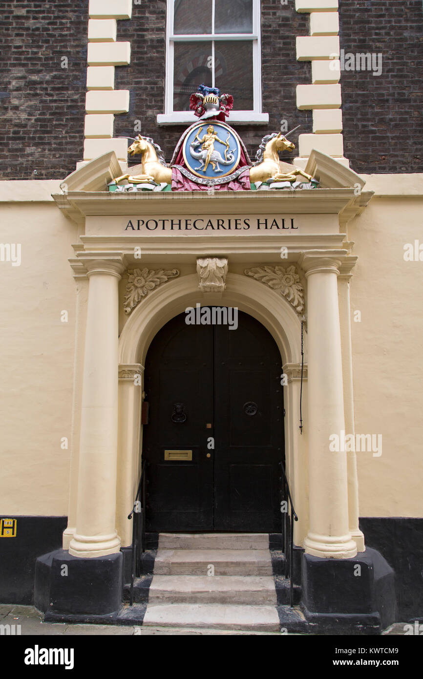 Ingresso alla Sala oncia al Black Frati Lane a Londra, Inghilterra. La Venerabile Società di oncia di Londra è una delle città di Lond Foto Stock