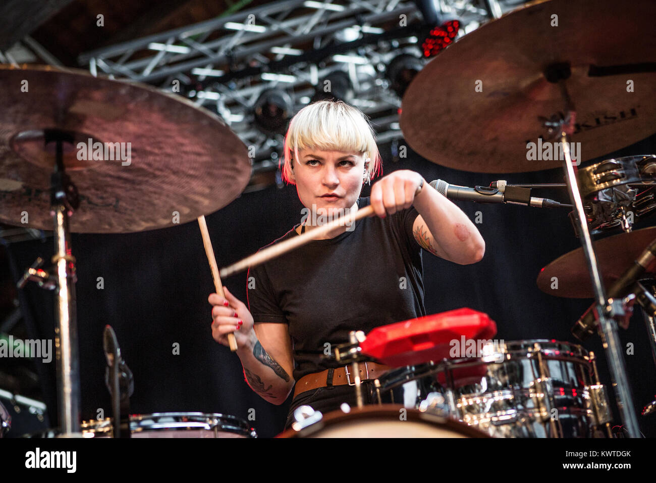 Il trio danese Nelson possibile è una femmina di tutte le band che è stata fondata nel 2011 e si compone di tre ragazze SigneSigne Signe, Selina Gin e Maria Juntunen (nella foto). Nelson può è qui raffigurato all'vetrina danese festival Festival Spot. Danimarca 03/05 2014. Foto Stock