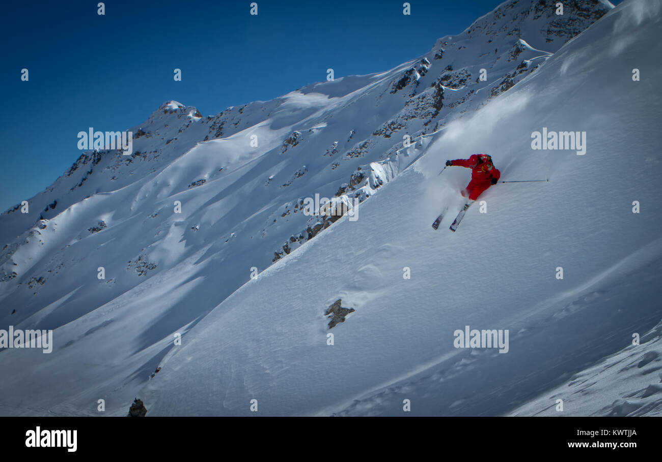 Il free ride Chamonix-Mont-Blanc Foto Stock