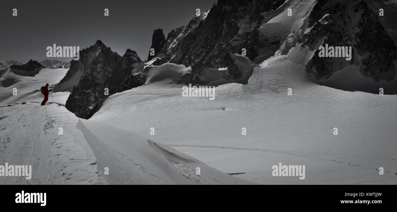 Il free ride Chamonix-Mont-Blanc Foto Stock