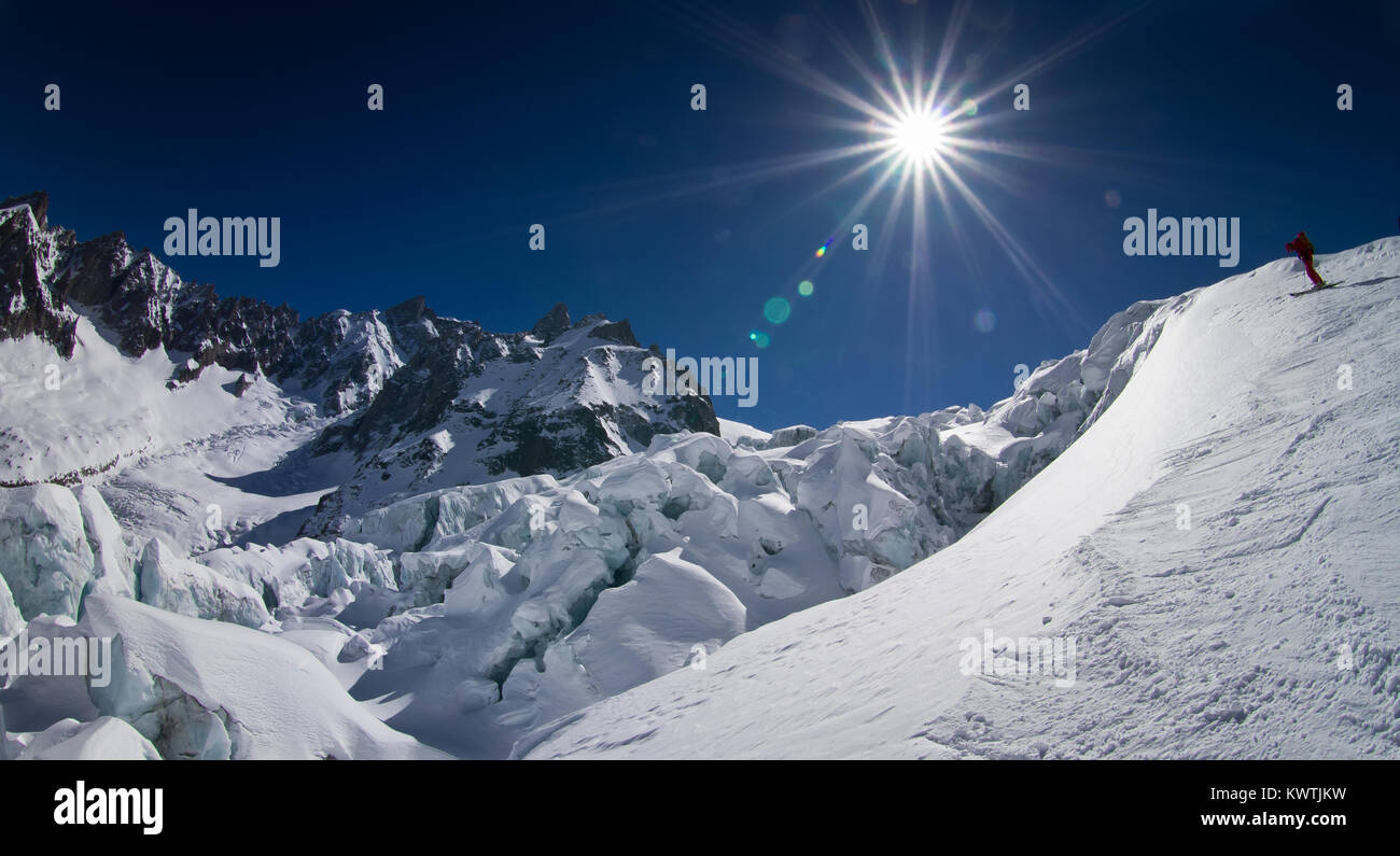 Il free ride Chamonix-Mont-Blanc Foto Stock