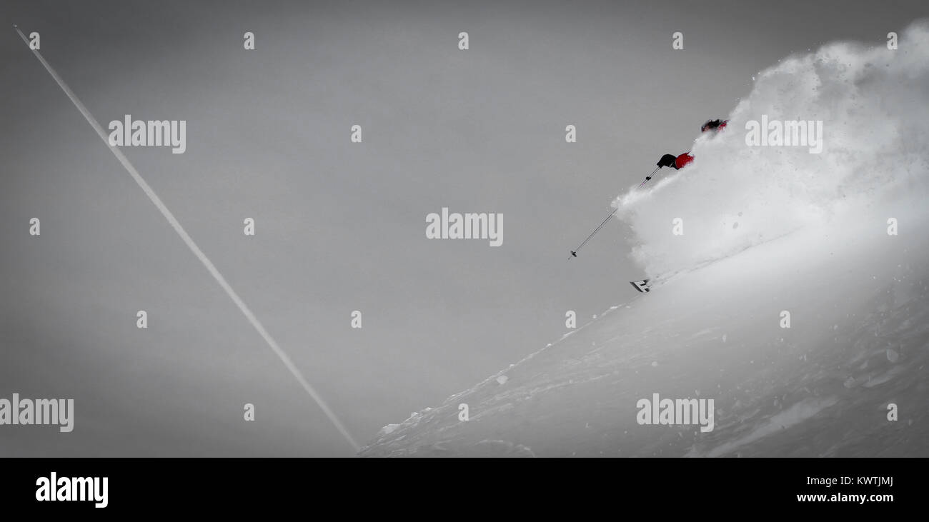 Salto con gli sci, freeride, Foto Stock