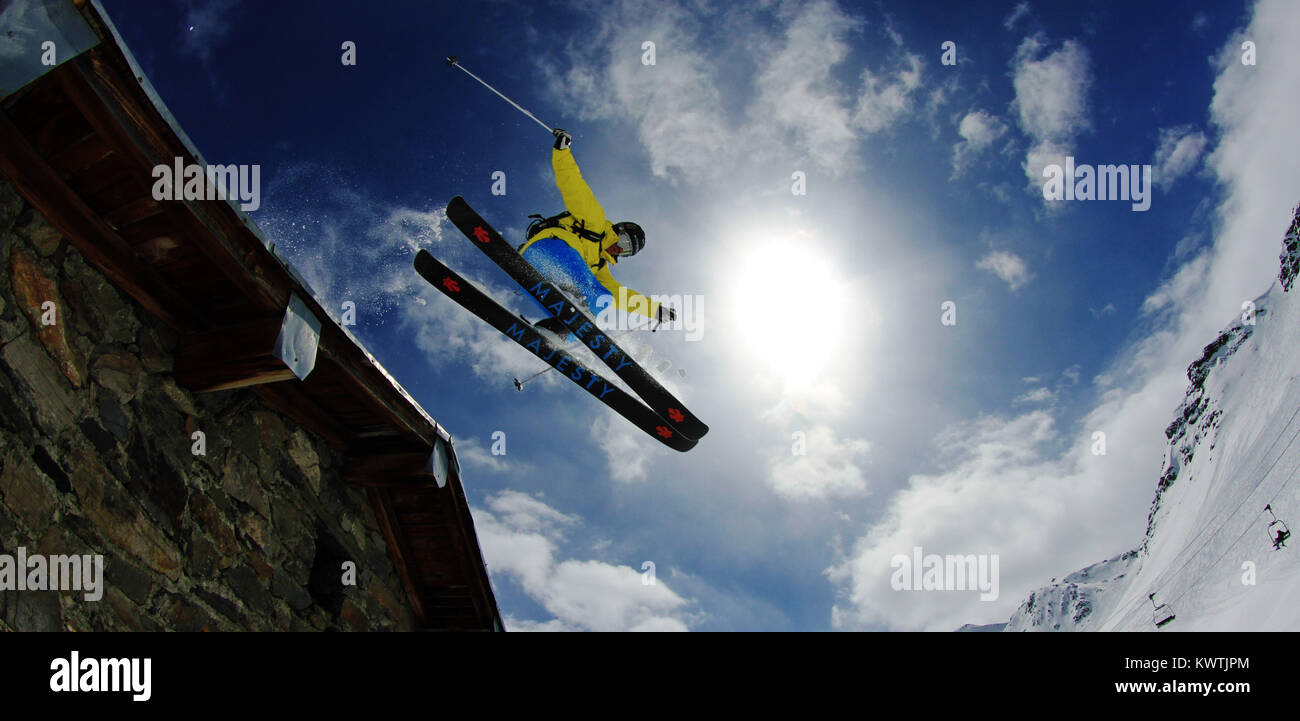 Salto con gli sci, freeride, Foto Stock