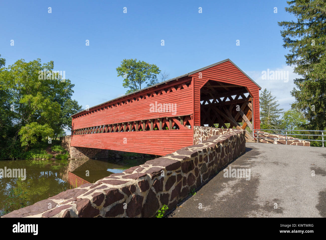 La Sachs ponte coperto nei pressi di Gettysburg, Pennsylvania, Stati Uniti. Foto Stock