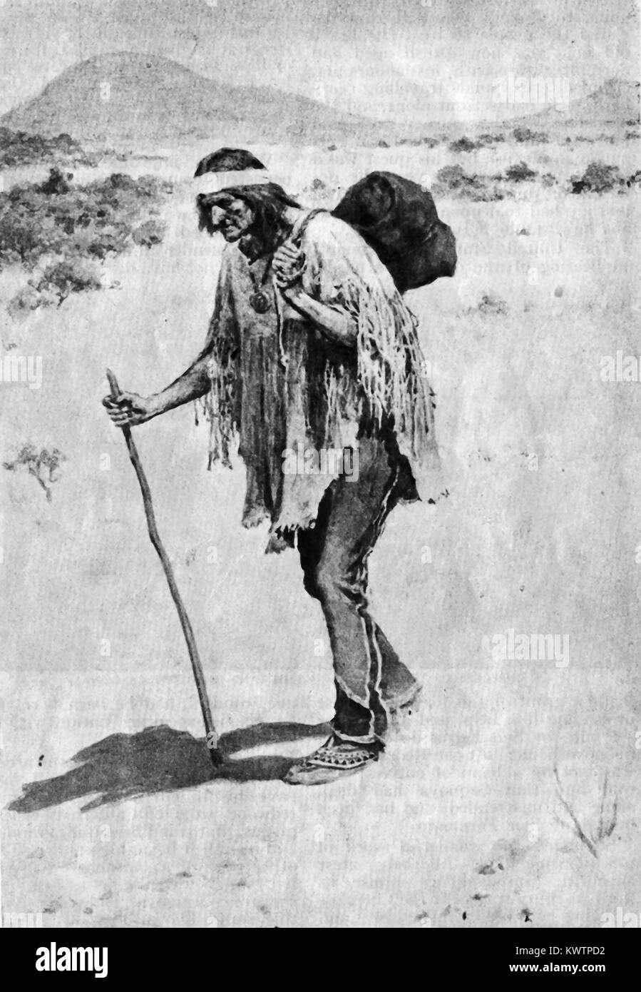 1921 Illustrazione che mostra Sequoyah il Cherokee argentiere c.1770-1843, chi ha inventato il Cherokee alfabeto sillabario o nel 1821 insegnando ai suoi compagni tribesmen. Egli era noto in inglese come George Gist o George indovinare. Qui ha visto bici in Messico per trovare il suo perduto tribesmen Foto Stock