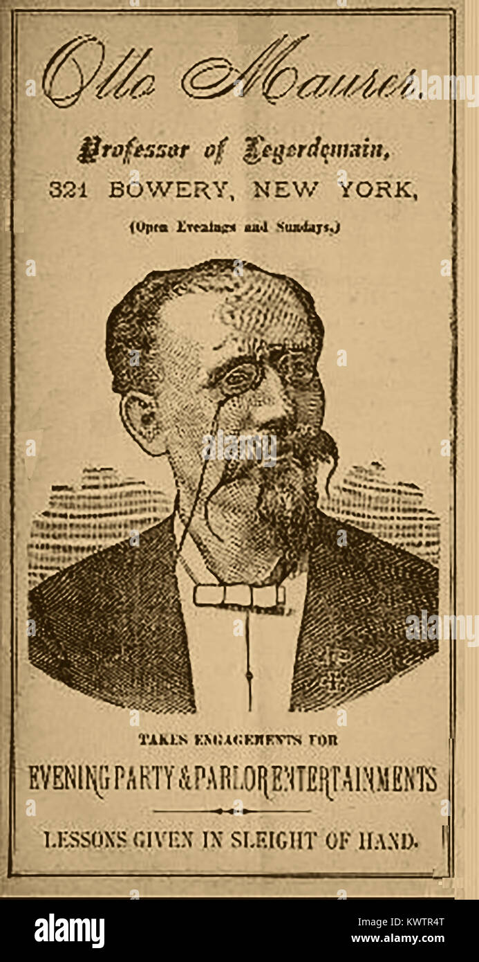 Ritratto di tedesco nato, mago americano Otto Maurer - 1884 - a partire da un prezzo di listino Catalogo del suo apparato magico e illusioni Foto Stock