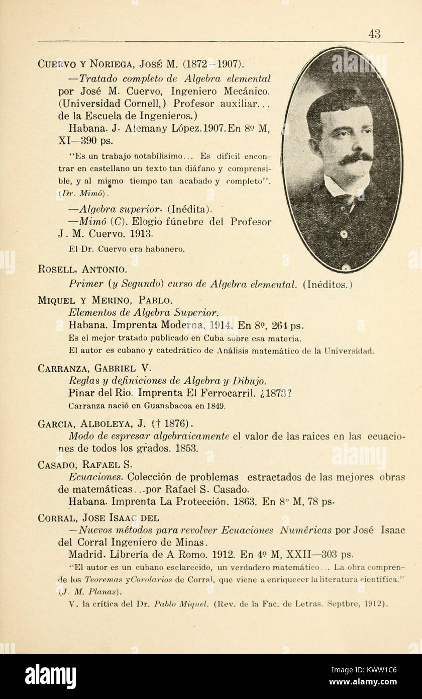 Pagina di una pubblicazione della Biblioteca scientifica cubana che mostra i contributi del paese alla ricerca e alla conoscenza nella scienza latino-americana. Foto Stock