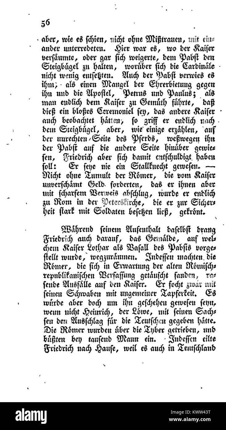 Pagina 056 del libro “De Hohenstaufen” di J. F. Ammermüller presenta parte della narrazione storica del dominio e del significato della dinastia Hohenstaufen nella Germania medievale. Wikimedia Commons+1 Foto Stock