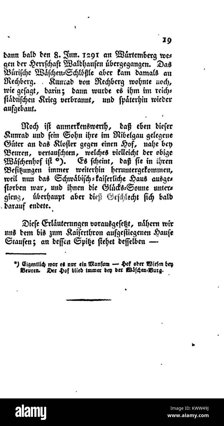 La pagina 019 del De Hohestaufen di Ammermüller approfondisce le origini del dominio della famiglia Hohenstaufen, fornendo una prima visione della loro influenza sulla politica e sulla governance europea. Foto Stock