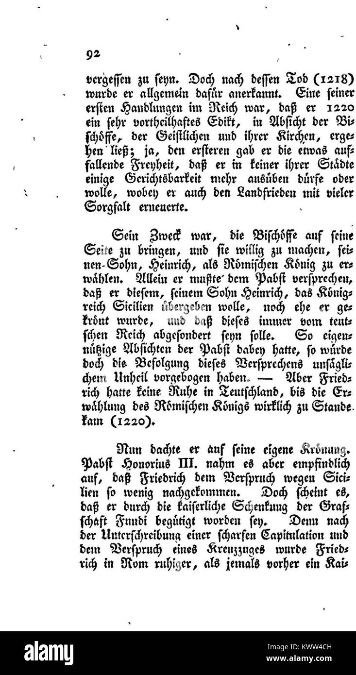 La sezione numerata 92 nel Die Hohenstaufen di Ammermüller esamina il declino della dinastia Hohenstaufen e il suo impatto sulla frammentazione politica del Sacro Romano Impero. Foto Stock