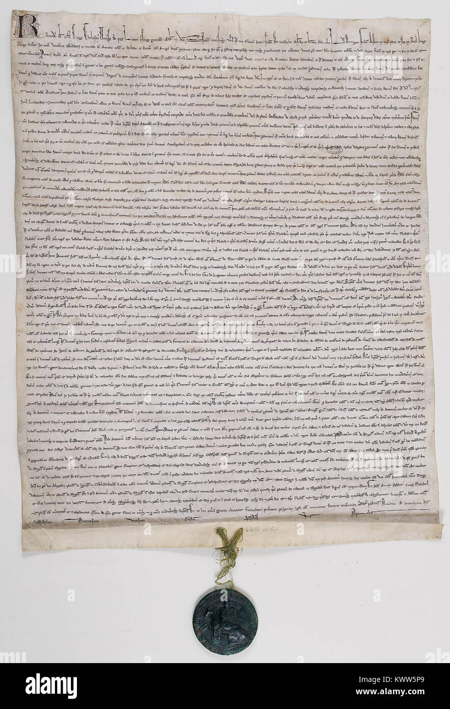 Ratifica par Raymond VII de Toulouse du traité de Meaux-Paris. - Archives Nationales - AE-II-230 Foto Stock