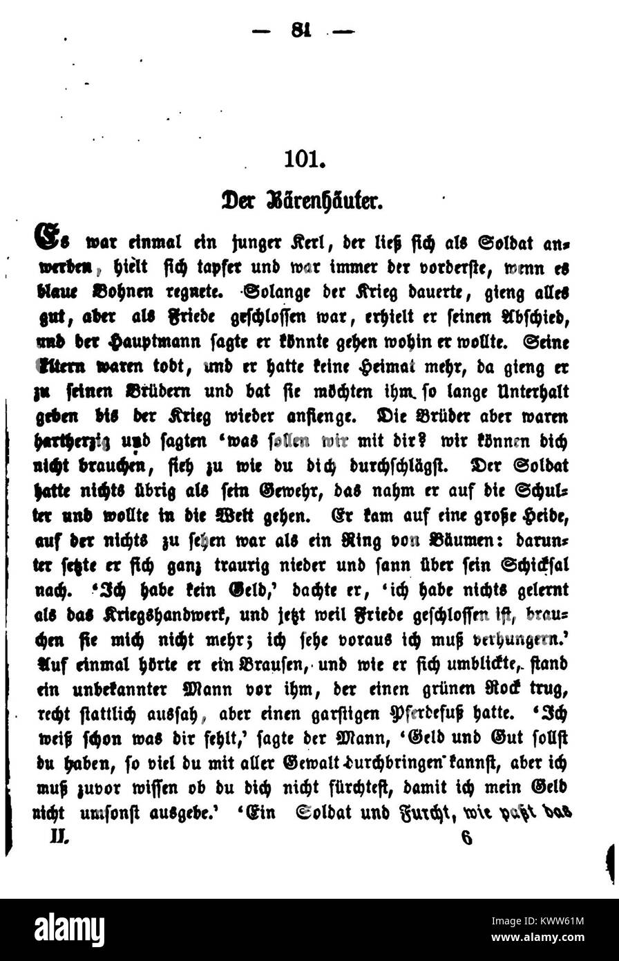 Una targa illustrata (n. 103) dal volume 2 dell'edizione 1857 di Kinder- und Hausmärchen dei Fratelli Grimm, con una scena di un racconto popolare tedesco. Foto Stock