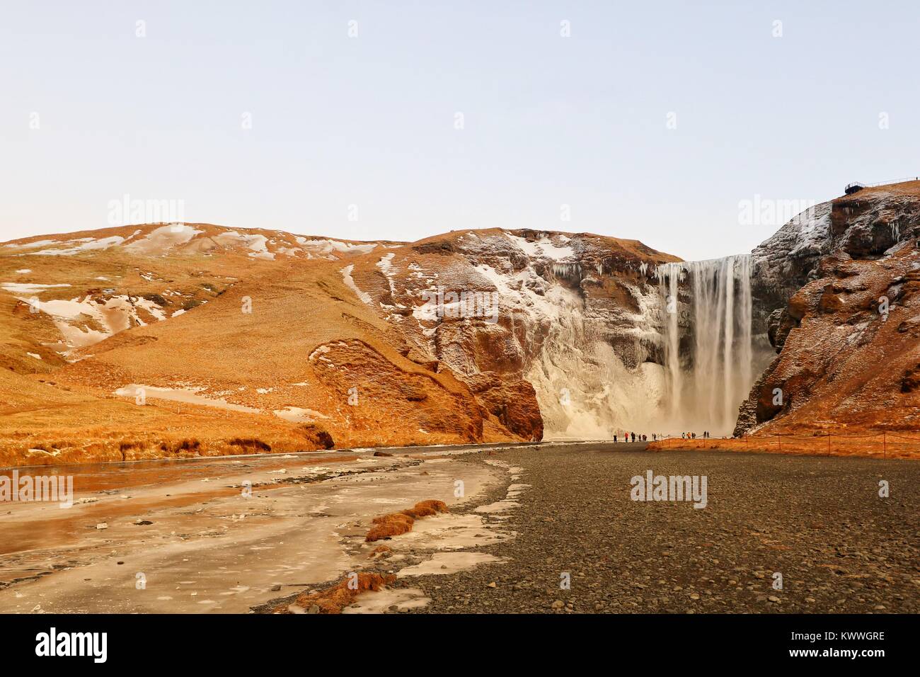 Skogafoss cascata, a sud dell'Islanda, Islanda, Europa Foto Stock