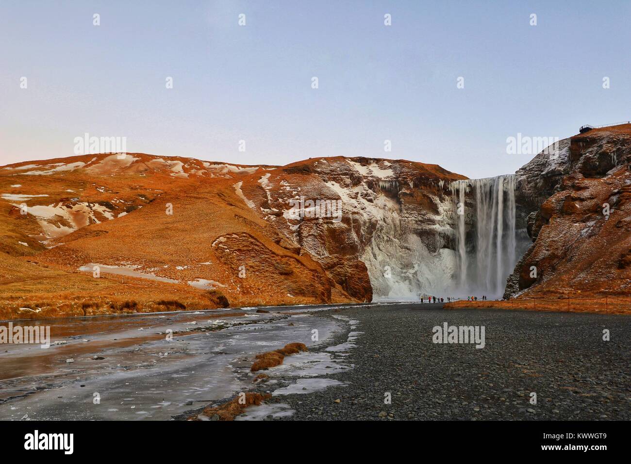 Skogafoss cascata, a sud dell'Islanda, Islanda, Europa Foto Stock