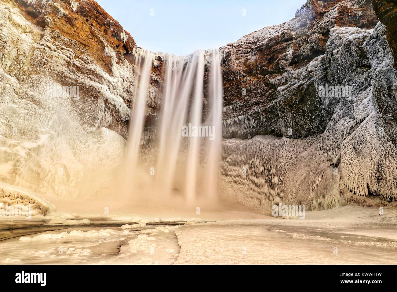 Skogafoss cascata, a sud dell'Islanda, Islanda, Europa Foto Stock