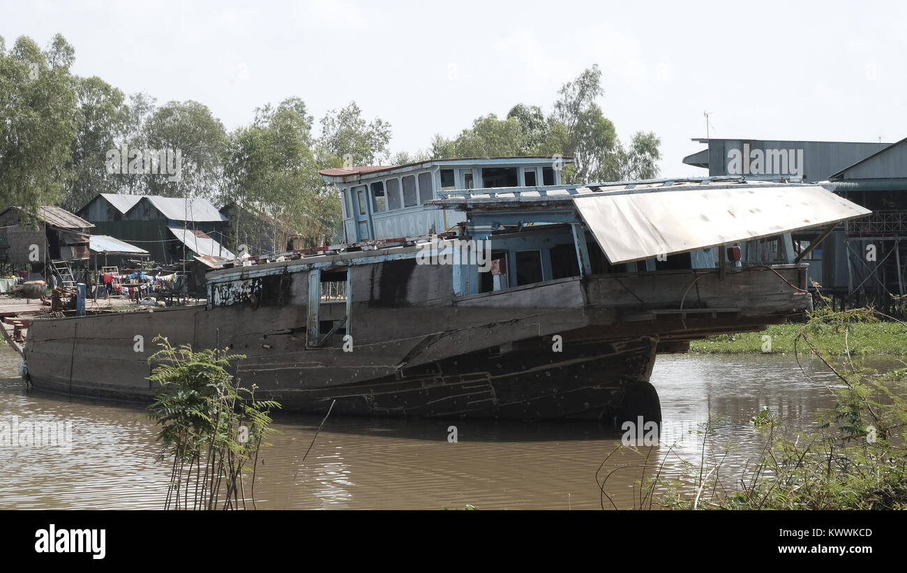 Il Borei litorale a Takeo, Cambogia decrepito Terzo mondo paese sottosviluppato Sud Est Asiatico invisibile e dimenticato Foto Stock