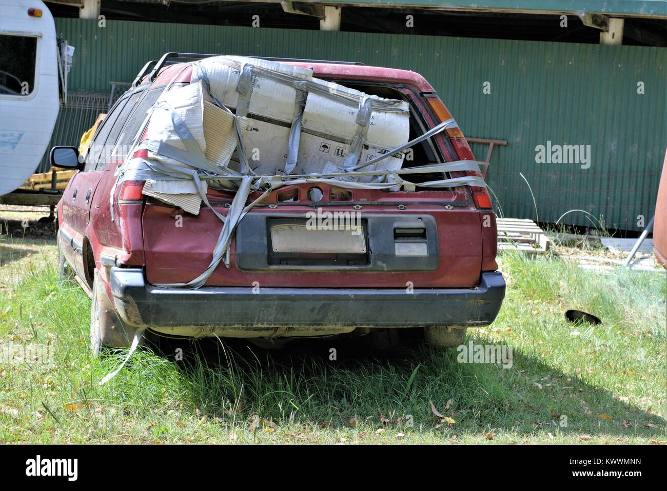 Auto junkyard. Auto disastrate junk yard in Australia Foto Stock