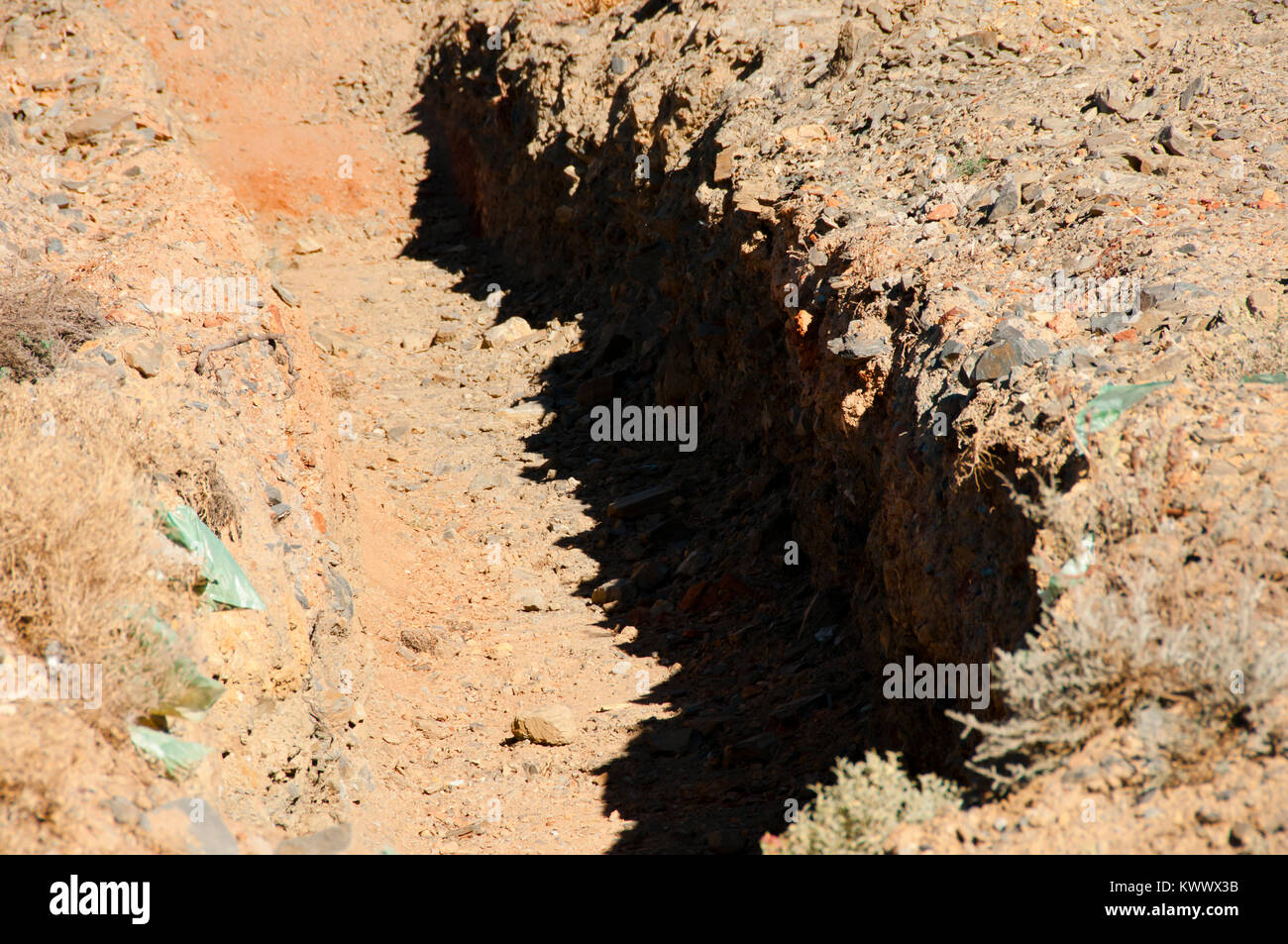 Scavato il fosso Foto Stock