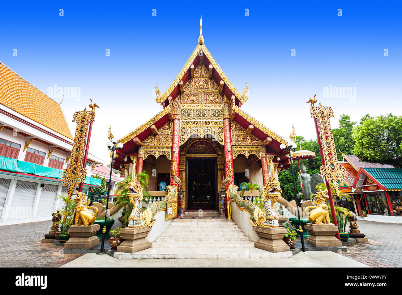 Wat Klang Wiang tempio in Chiang Rai, Thailandia Foto Stock