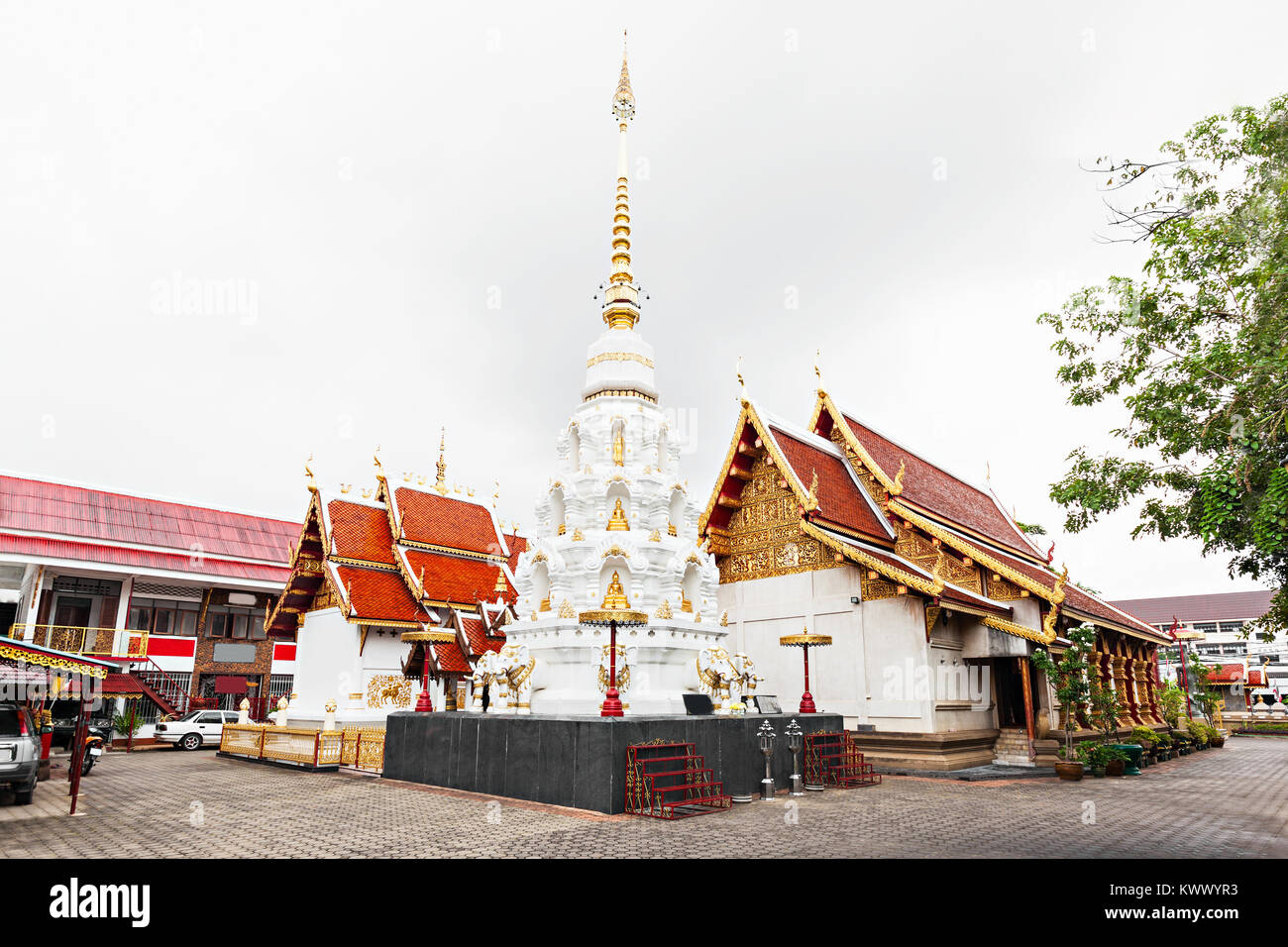 Wat Klang Wiang tempio in Chiang Rai, Thailandia Foto Stock