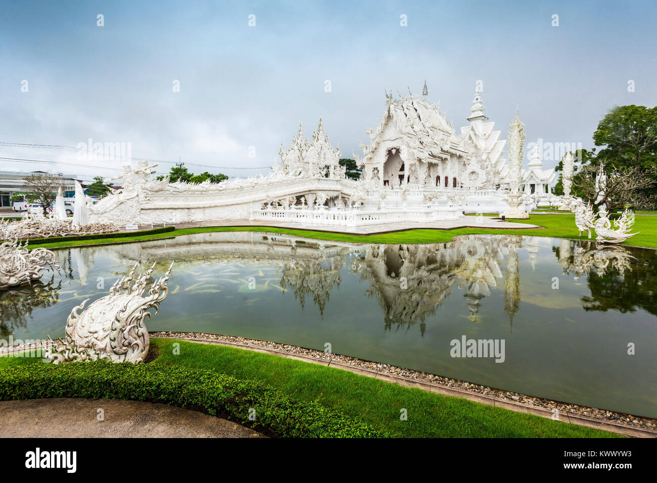 Wat Rong Khun tempio in Chiang Rai, Thailandia Foto Stock