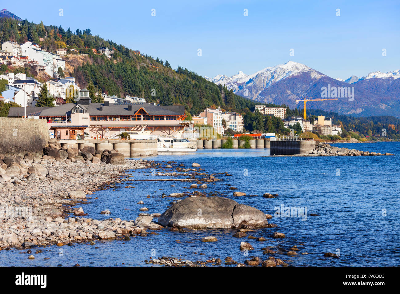 Spiaggia di Bariloche e Nahuel Huapi lago nella regione di Patagonia Argentina Foto Stock