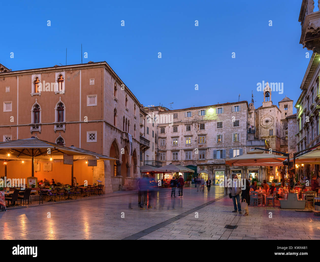 Narodni trg, piazza nazionale, Split, Croazia Foto Stock