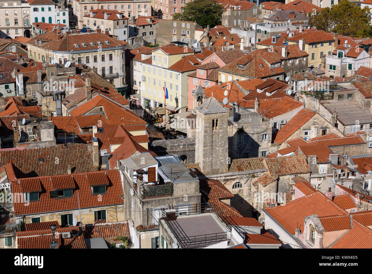 Vista aerea di Narodni trg, piazza nazionale, Split, Croazia Foto Stock