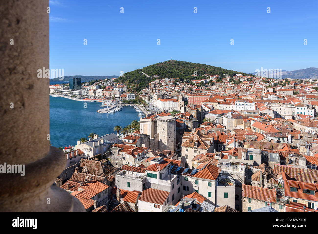 Vista aerea di Split da san Domnio Torre Campanaria, Croazia Foto Stock