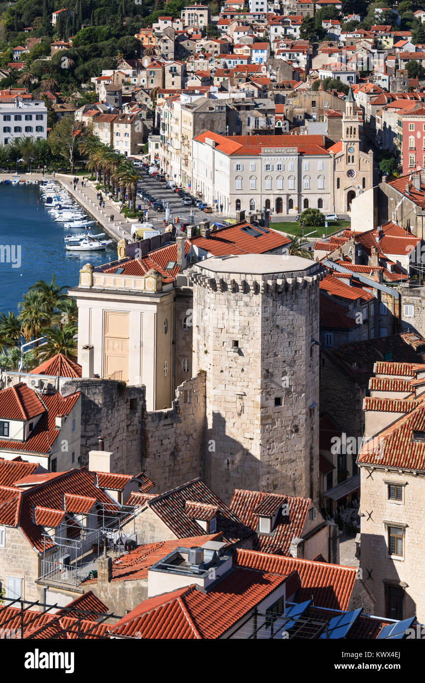 Vista aerea di Split da san Domnio Torre Campanaria, Croazia Foto Stock