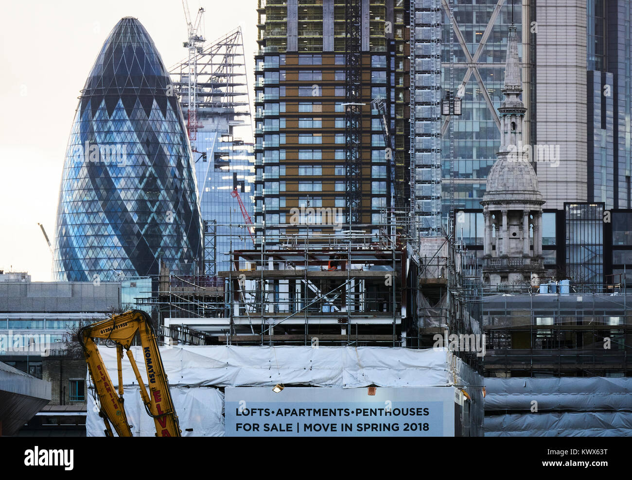 I lavori di costruzione a Londra. Guardando da nord verso la città di Londra Foto Stock