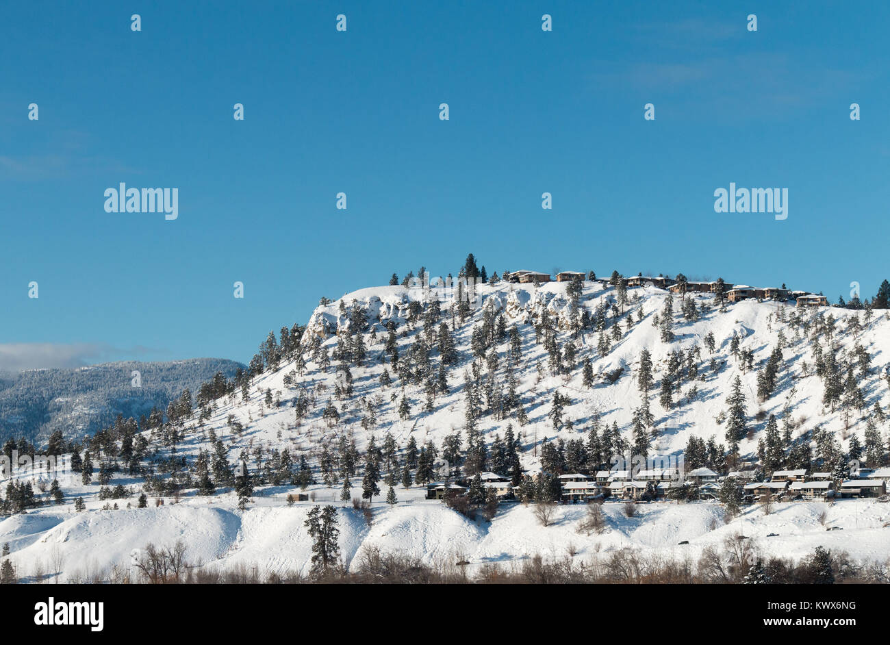 Collina innevata a Kelowna, BC Foto Stock