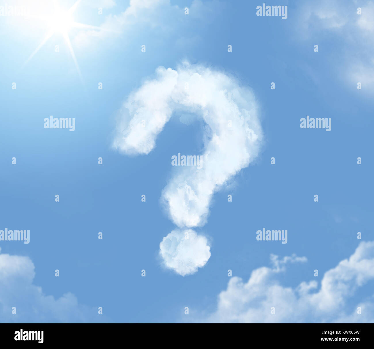 Flossy cloudlet a forma di punto interrogativo Foto Stock