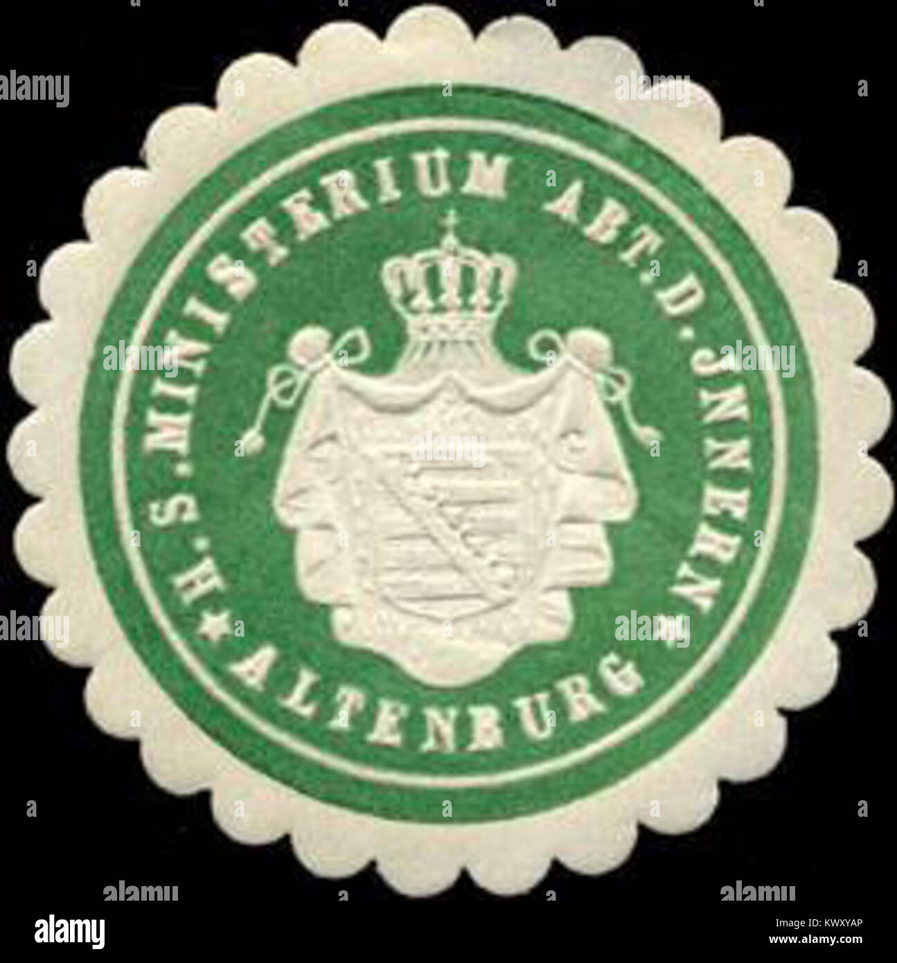 Il sigillo del Ministero Ducale degli interni di Altenburg fu utilizzato per scopi amministrativi, rappresentando la governance interna e le funzioni burocratiche all'interno del Ducato di Sassonia. Foto Stock