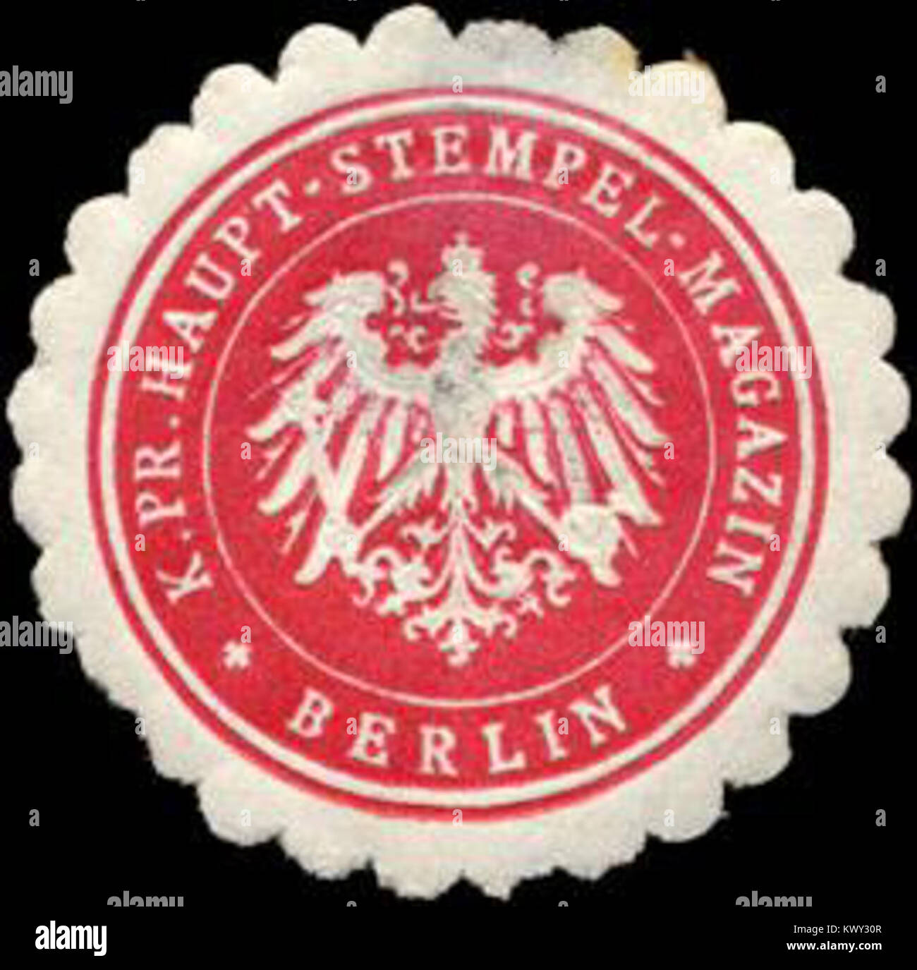 Un sigillo del Royal Prussian Main Stamp Depot di Berlino, in Germania, utilizzato per la documentazione amministrativa e postale ufficiale. Foto Stock