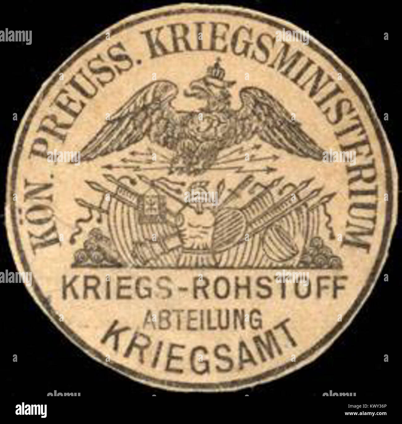 Siegelmarke Königlich Preussisches Kriegsministerium - Kriegs - Rohstoff Abteilung Kriegsamt W0221449 Foto Stock