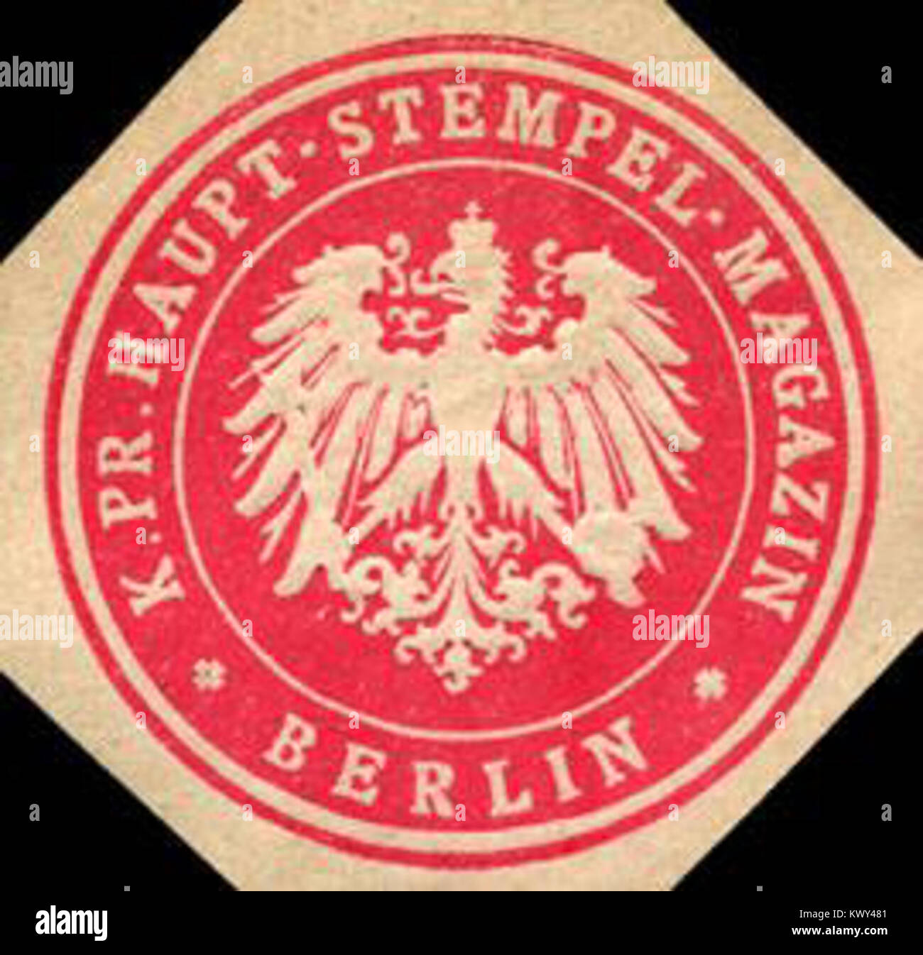 Un sigillo dal Royal Prussian Main Stamp Depot di Berlino, che rappresenta l'ufficio responsabile della gestione dei francobolli emessi dallo stato e dei contrassegni fiscali durante il XIX secolo. Foto Stock