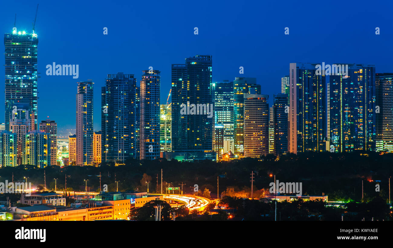 Skyline della città di Manila, Filippine Foto Stock