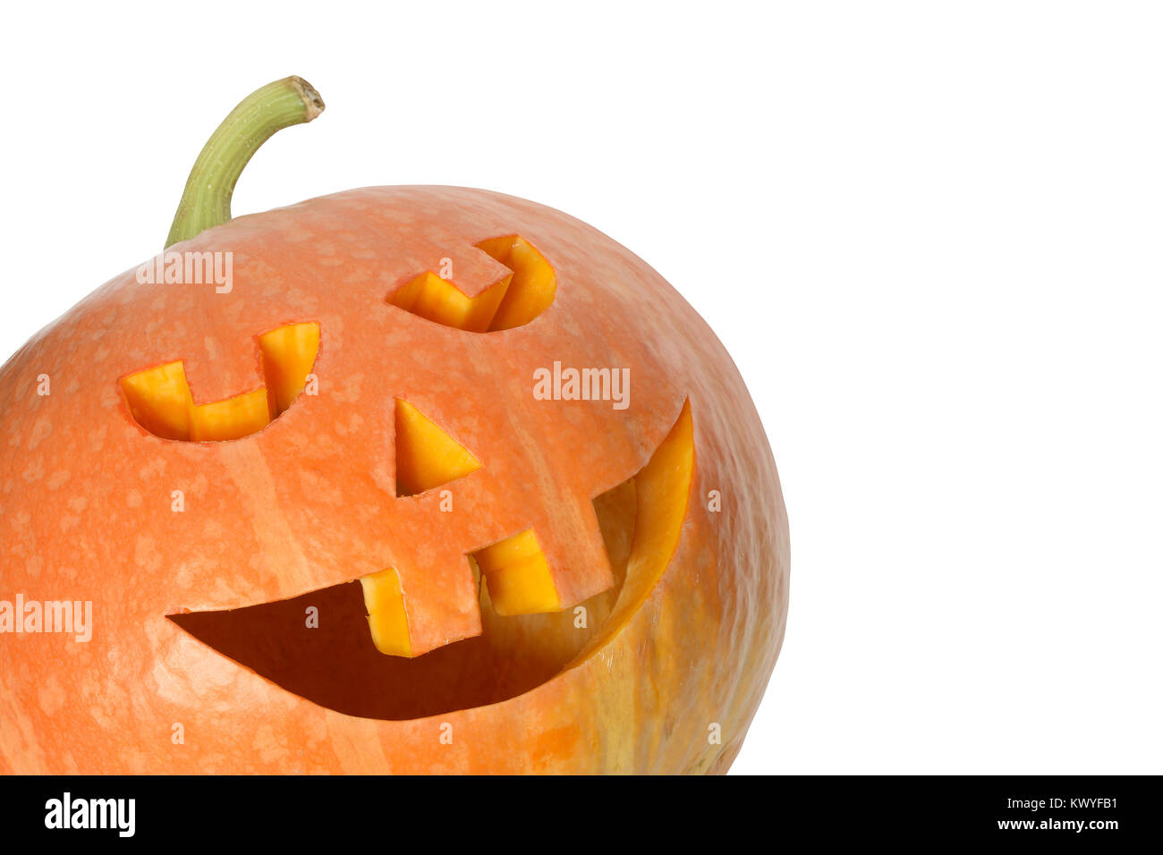 Testa di zucca isolato su sfondo bianco con tracciato di ritaglio Foto Stock