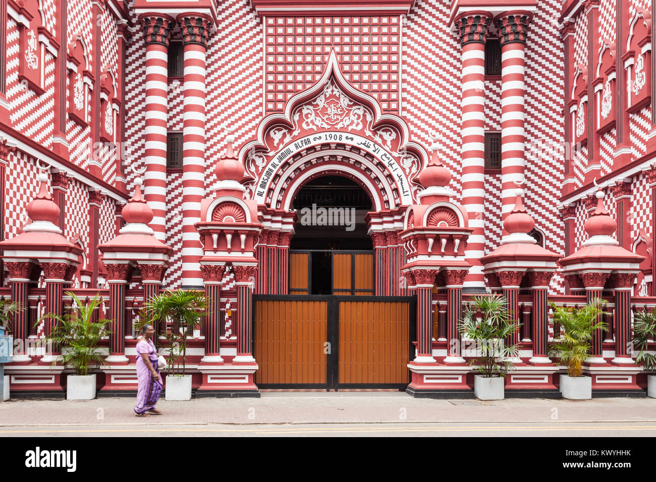 Jami-Ul-Alfar moschea o Red Masjid moschea è una storica moschea di Colombo, capitale dello Sri Lanka Foto Stock