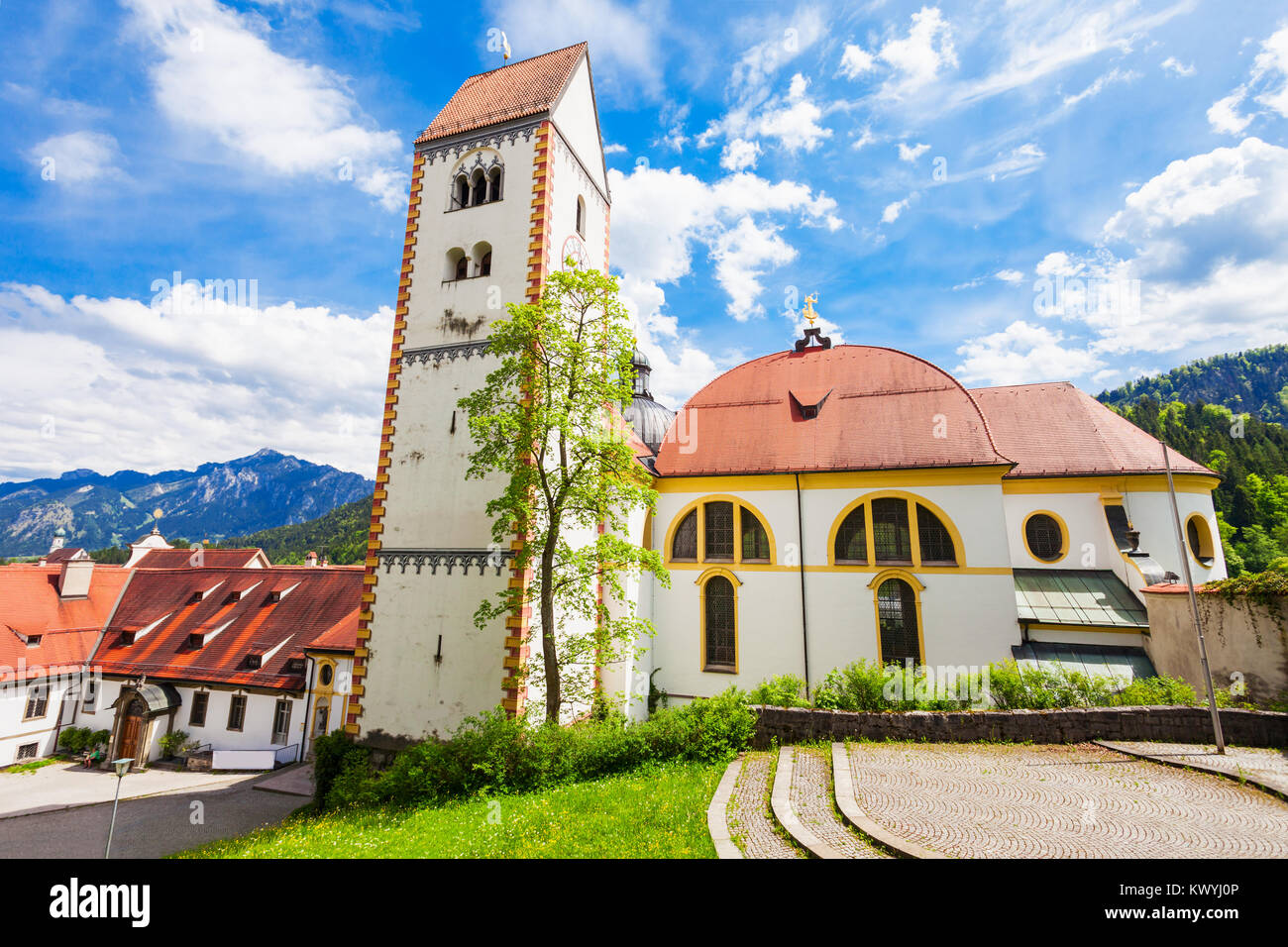 Fussen Abbazia o St. Mang Abbey (Kloster Sankt Mang) è un monastero benedettino di Fussen città della Baviera, Germania Foto Stock