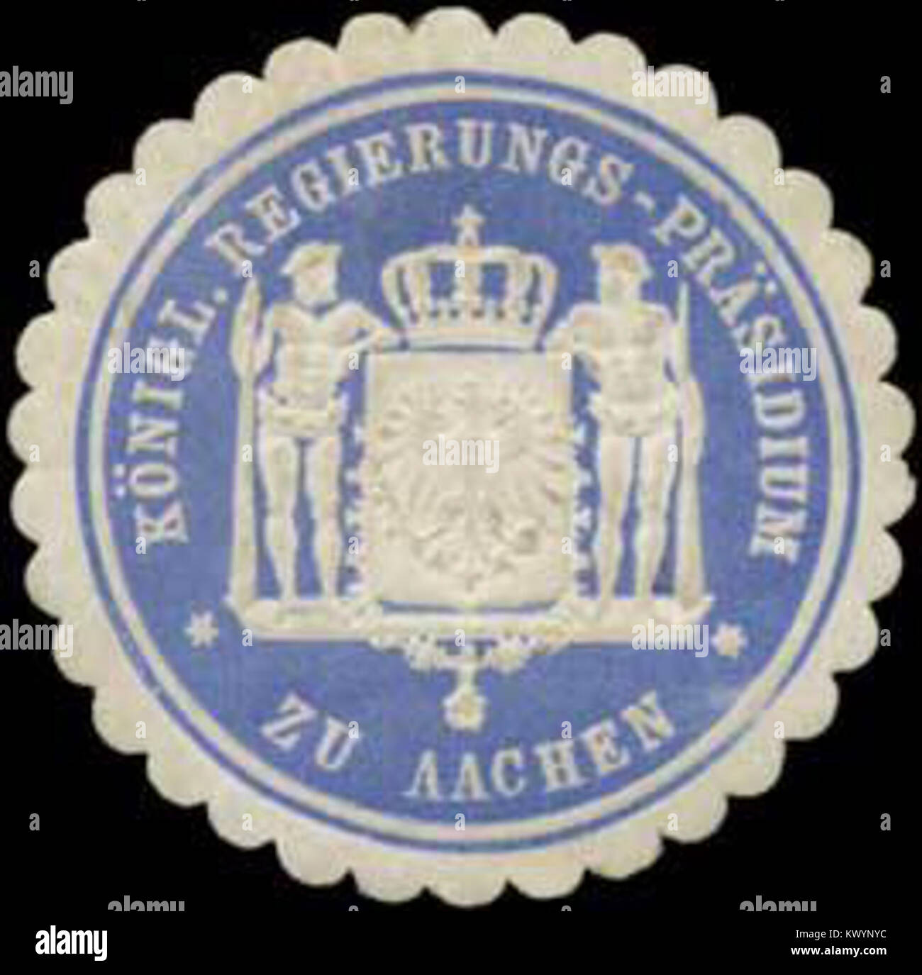 Il sigillo del Presidium del governo di Aquisgrana rappresenta l'autorità amministrativa ufficiale nella regione durante il XIX secolo. Foto Stock