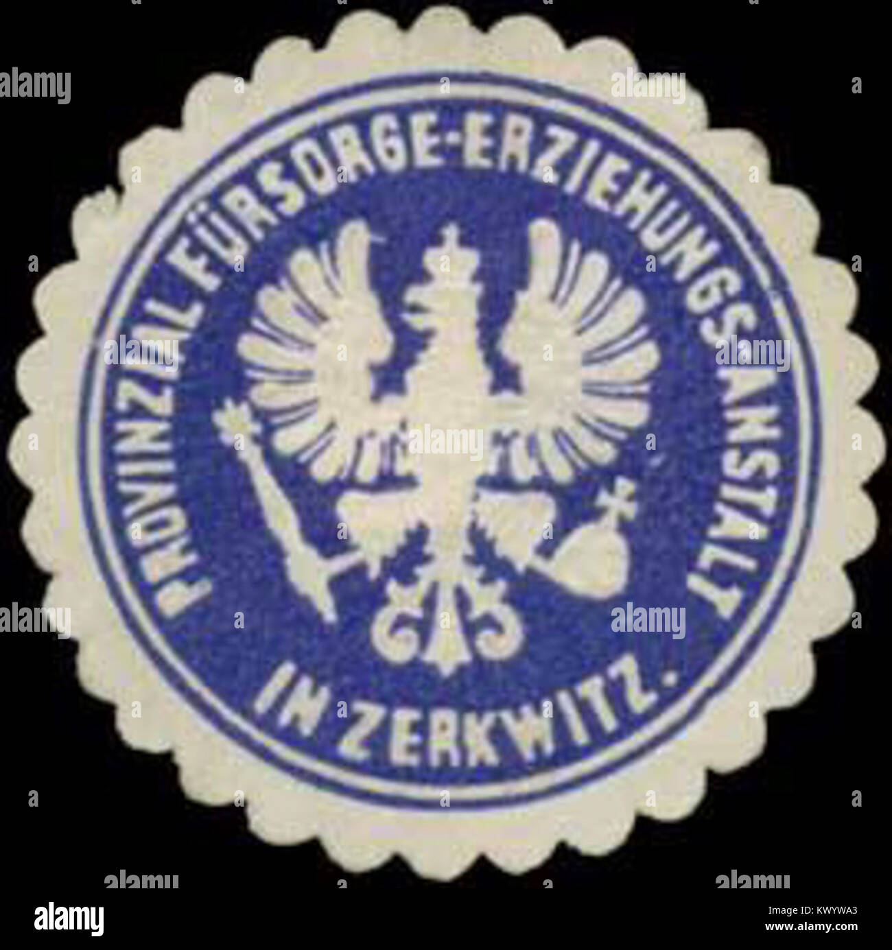 Provinzial Siegelmarke Fürsorge-Erziehungs-Anstalt in Zerkwitz W0334710 Foto Stock