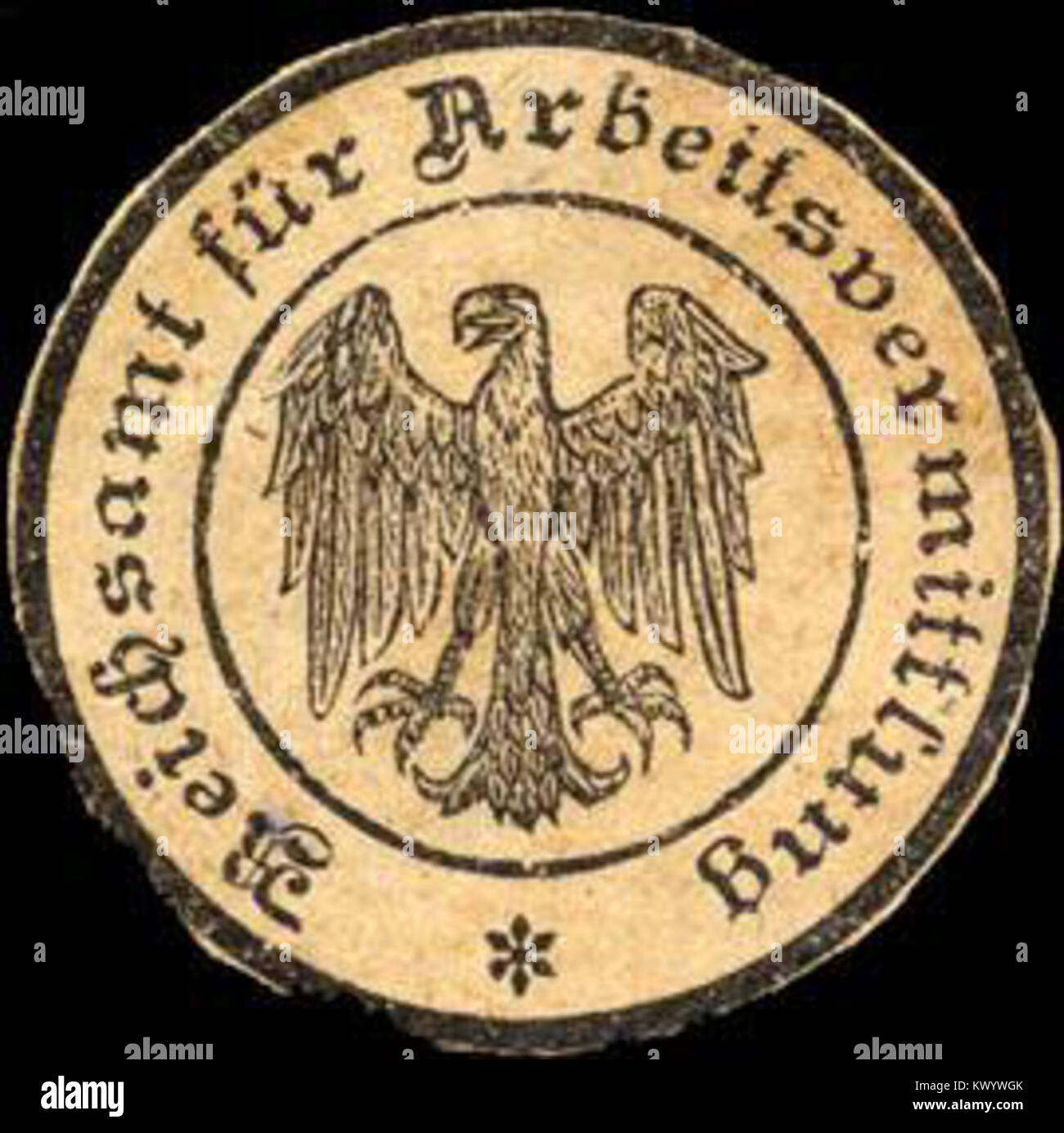 Reichsamt Siegelmarke für Arbeitsvermittlung W0221587 Foto Stock