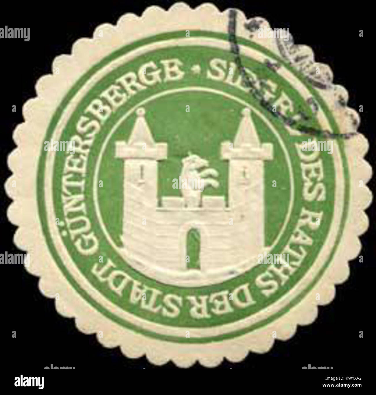 Siegelmarke Siegel des Raths der Stadt Güntersberge W0260488 Foto Stock