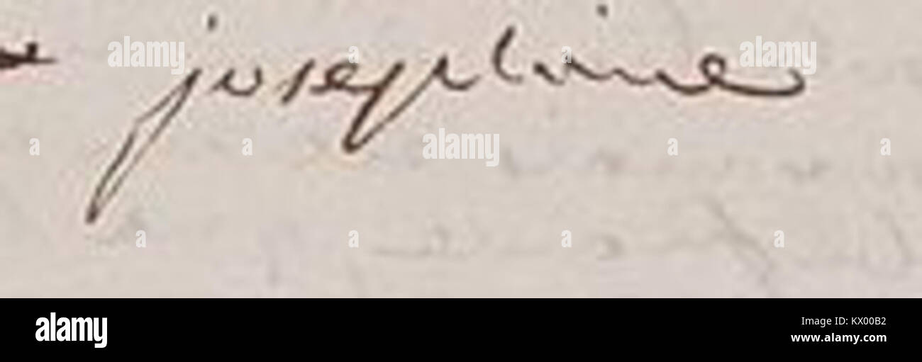 Questa firma appartiene a Joséphine de Beauharnais, la prima moglie di Napoleone Bonaparte, che rappresenta una figura storica significativa nella storia francese ed europea. Foto Stock