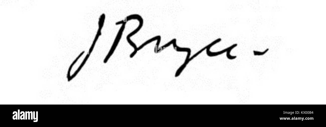 Autografo di James Bryce, i visconte Bryce, storico diplomatico britannico, accademico e politico. Foto Stock