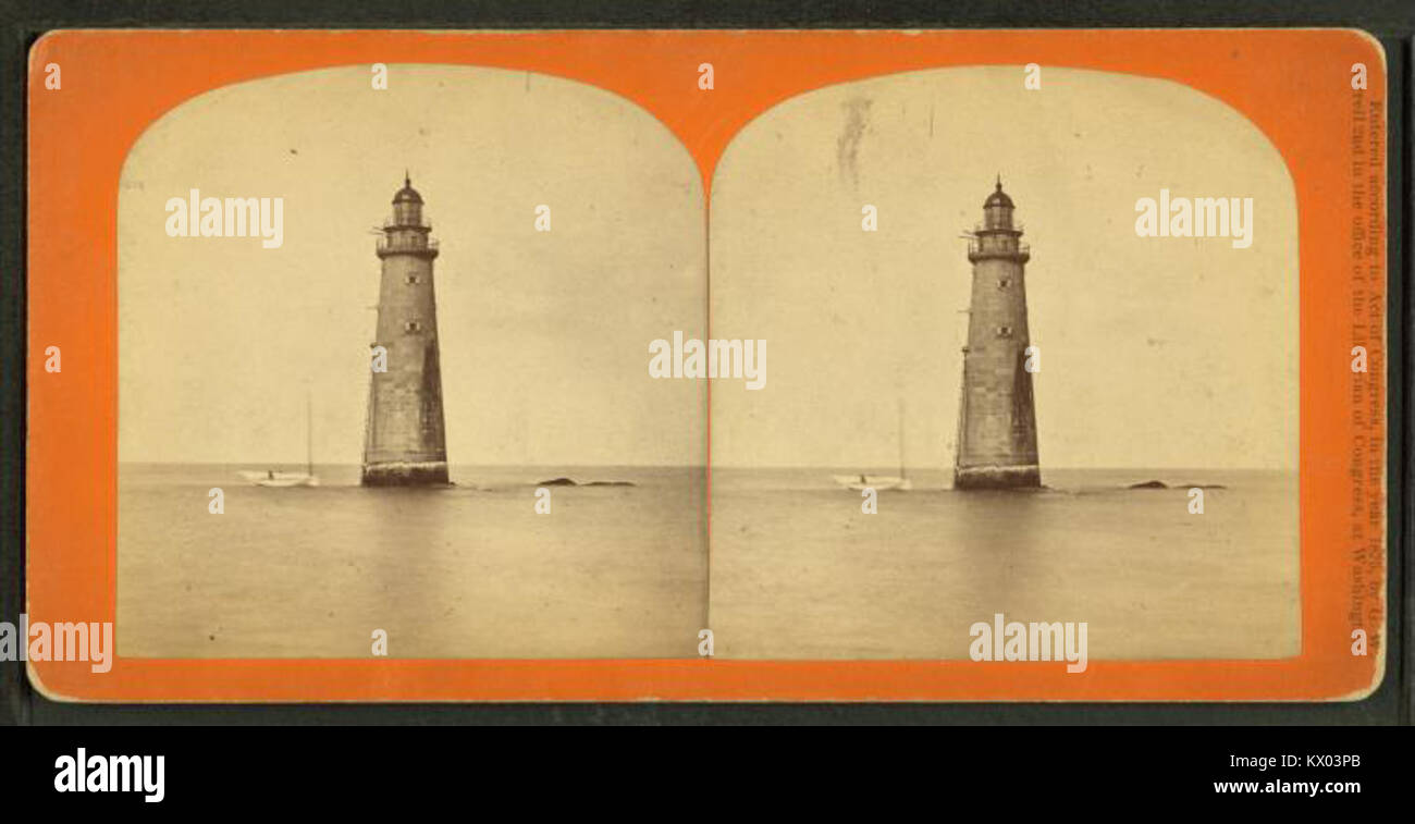 Il faro Ledge di Minot, progettato da G. W. Tirrell, è uno storico faro americano noto per il suo significato ingegneristico e marittimo lungo la costa del Massachusetts. Foto Stock