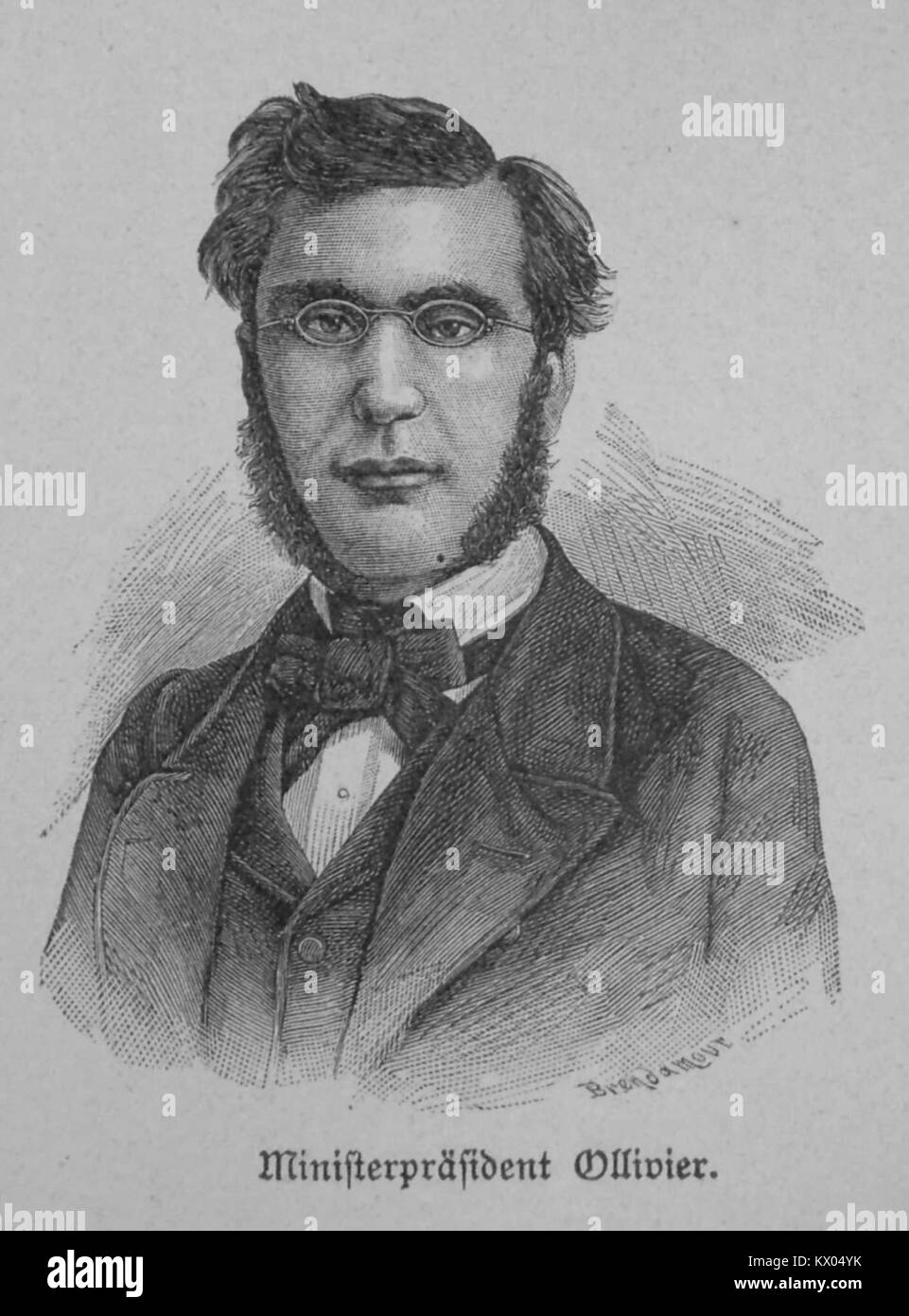 Questo ritratto raffigura Émile Ollivier, ministro dell'interno francese e primo ministro durante la guerra franco-prussiana, illustrando il suo ruolo politico nella Francia del XIX secolo. Foto Stock